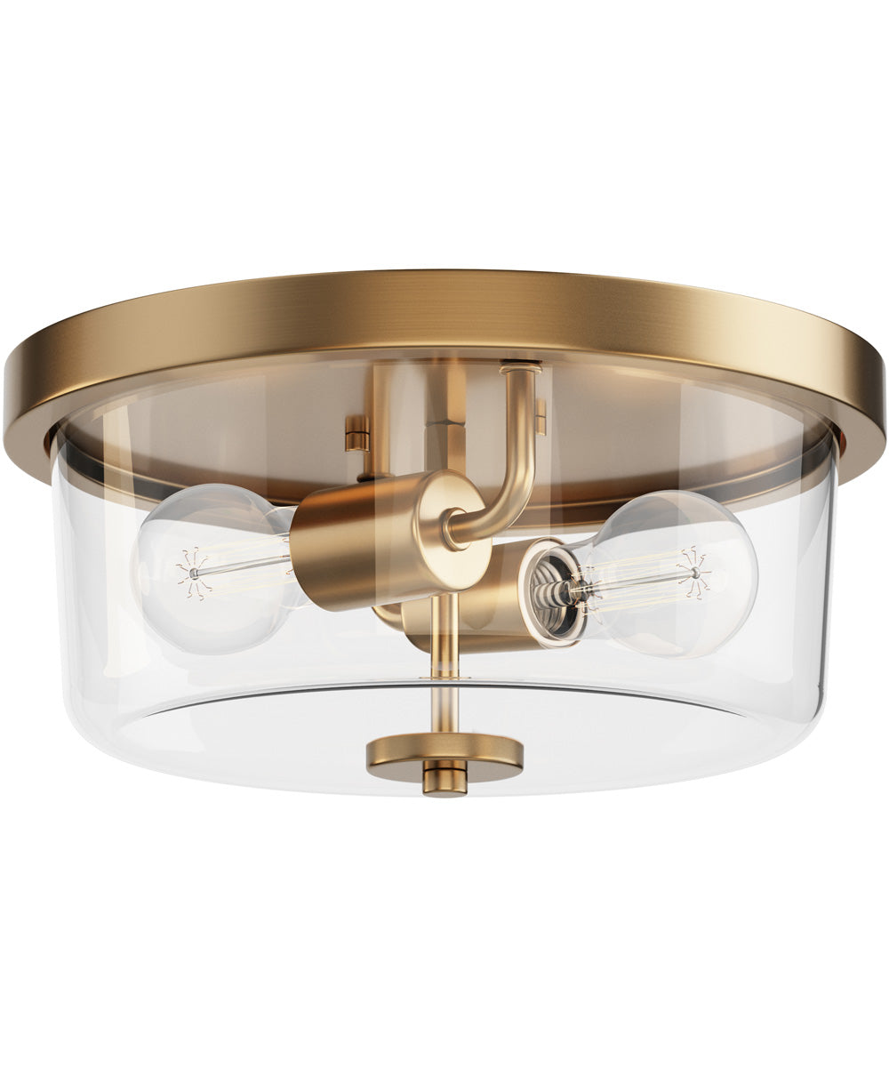 Fuller 2-Light Flush Mount Natural Aged Brass