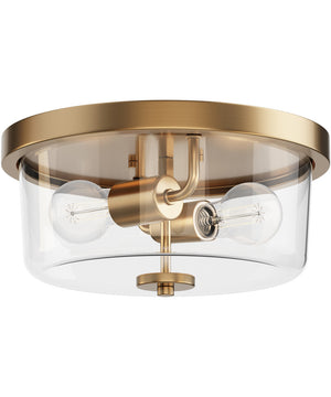 Fuller 2-Light Flush Mount Natural Aged Brass