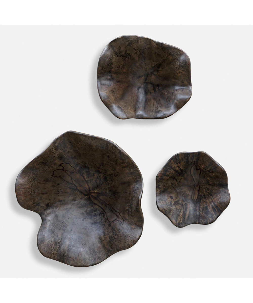 Two Wood Wall Décor In Mocha, Set of 3