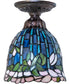 8" Wide Tiffany Flowering Lotus Flushmount