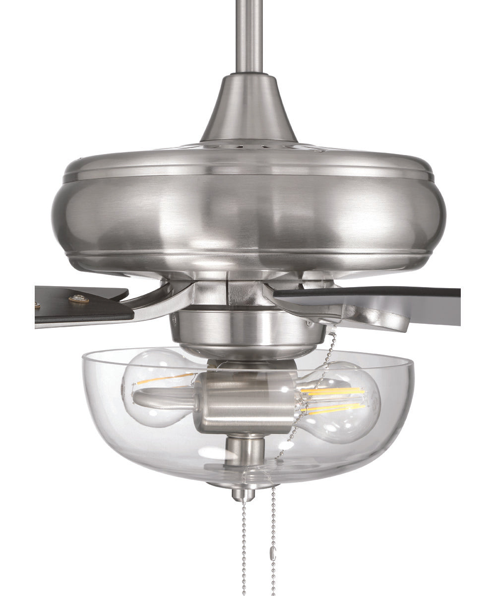 EOS 2 Light Clear Bowl 52" Ceiling Fan 2-Light Fan Brushed Polished Nickel