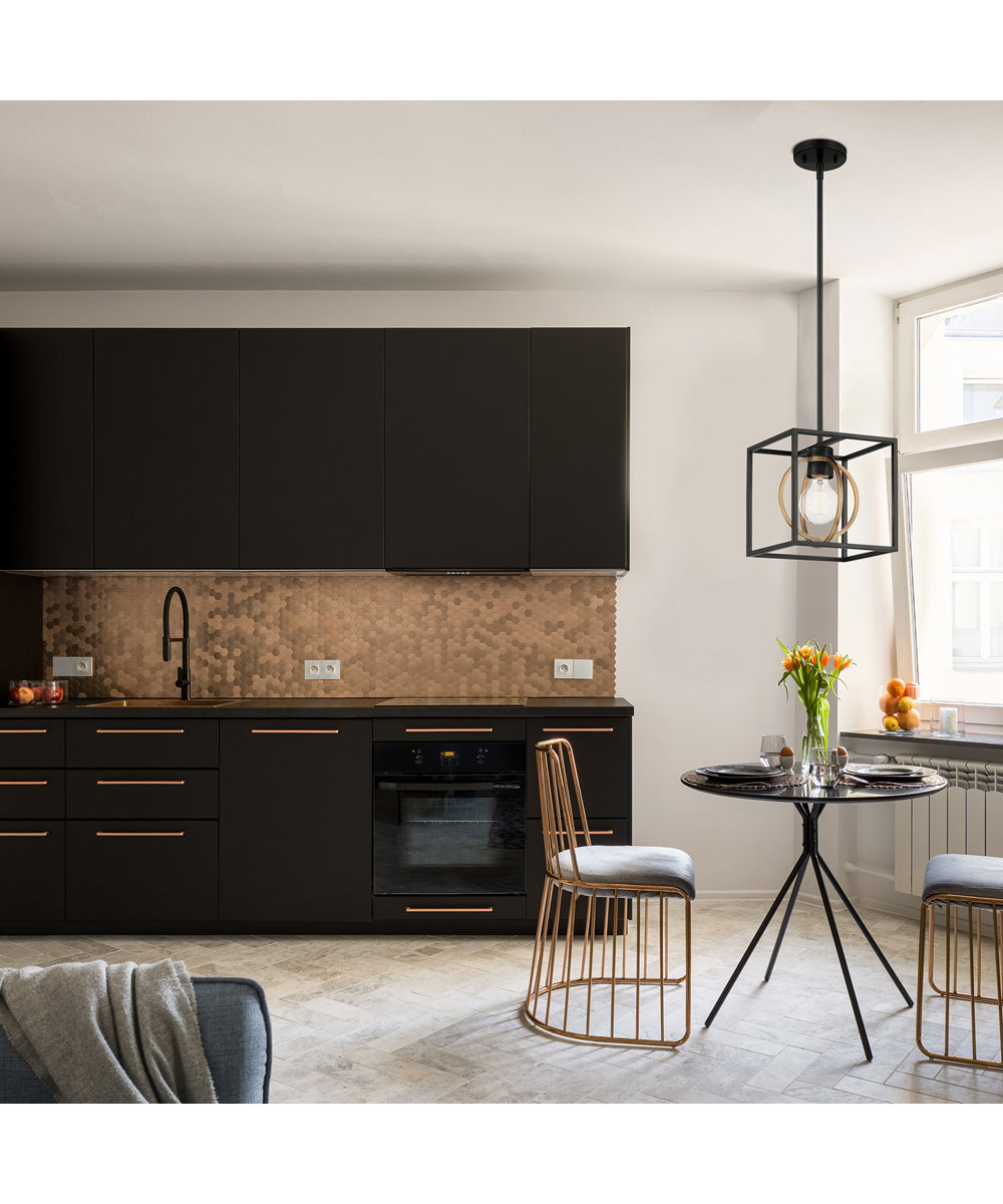 Kew Gardens 1 Light Pendant convertible Matte Black