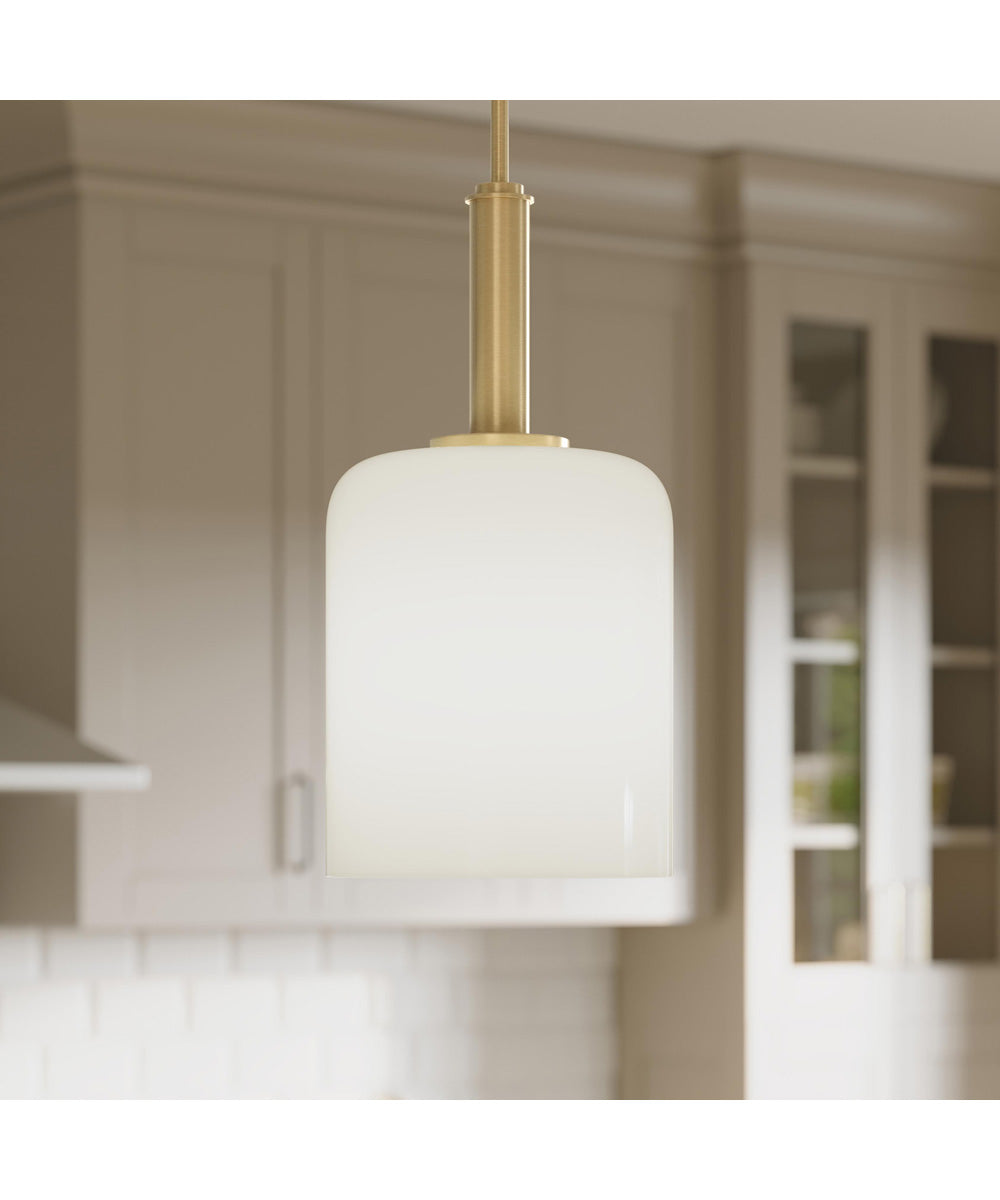 Reines 1-Light Pendant with Opal Glass Shade Brushed Gold
