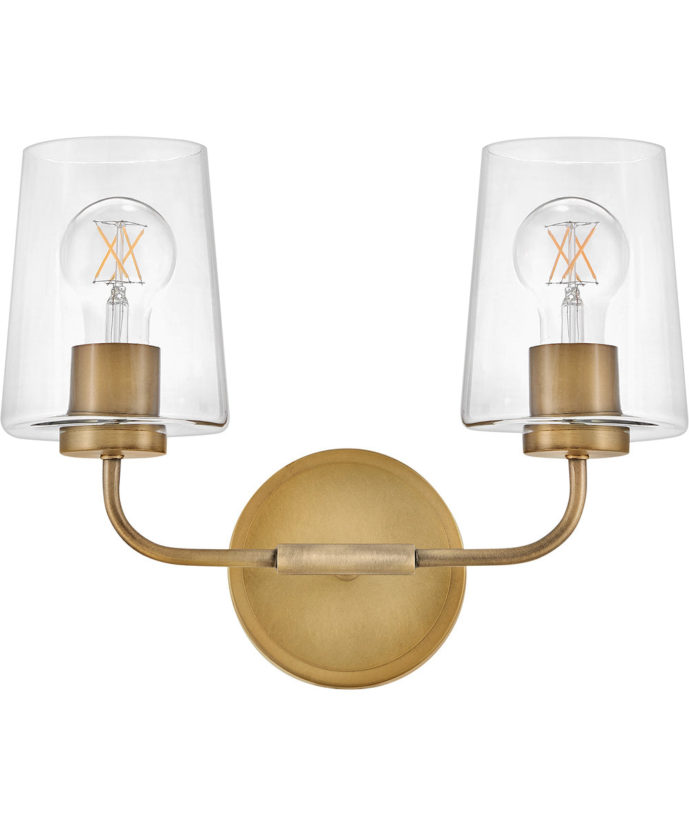 Kline 2-Light Small Two Light Vanity in Heritage Brass