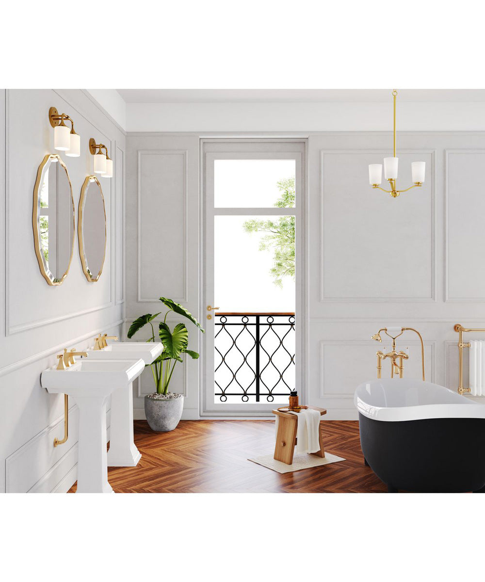 Adley 3-Light Etched White Glass Semi-Flush Convertible Light Satin Brass