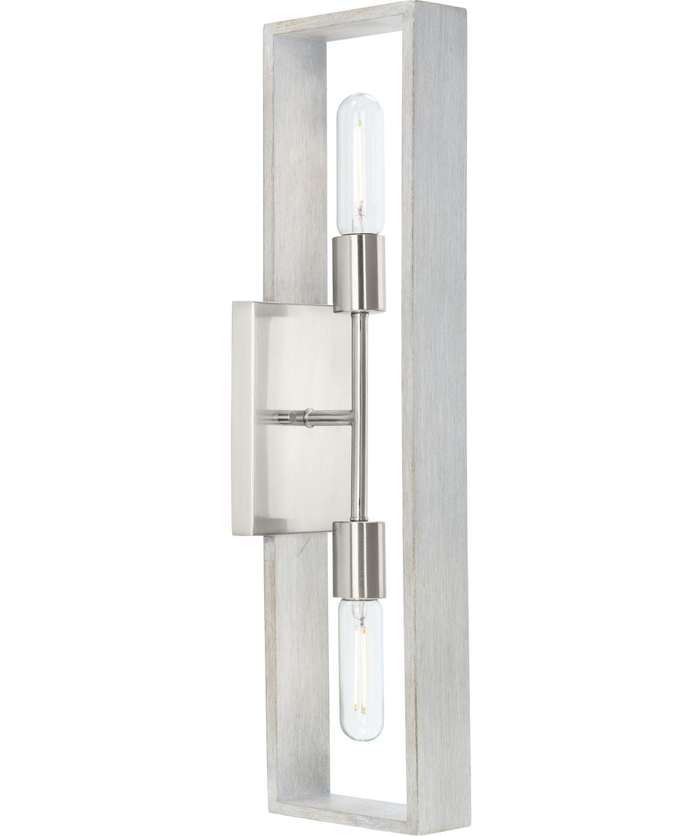 Boundary 2-Light Wall Bracket Brushed Nickel