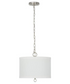 14"W Light Pendant Brushed Nickel Finish with Oatmeal Linen Shade