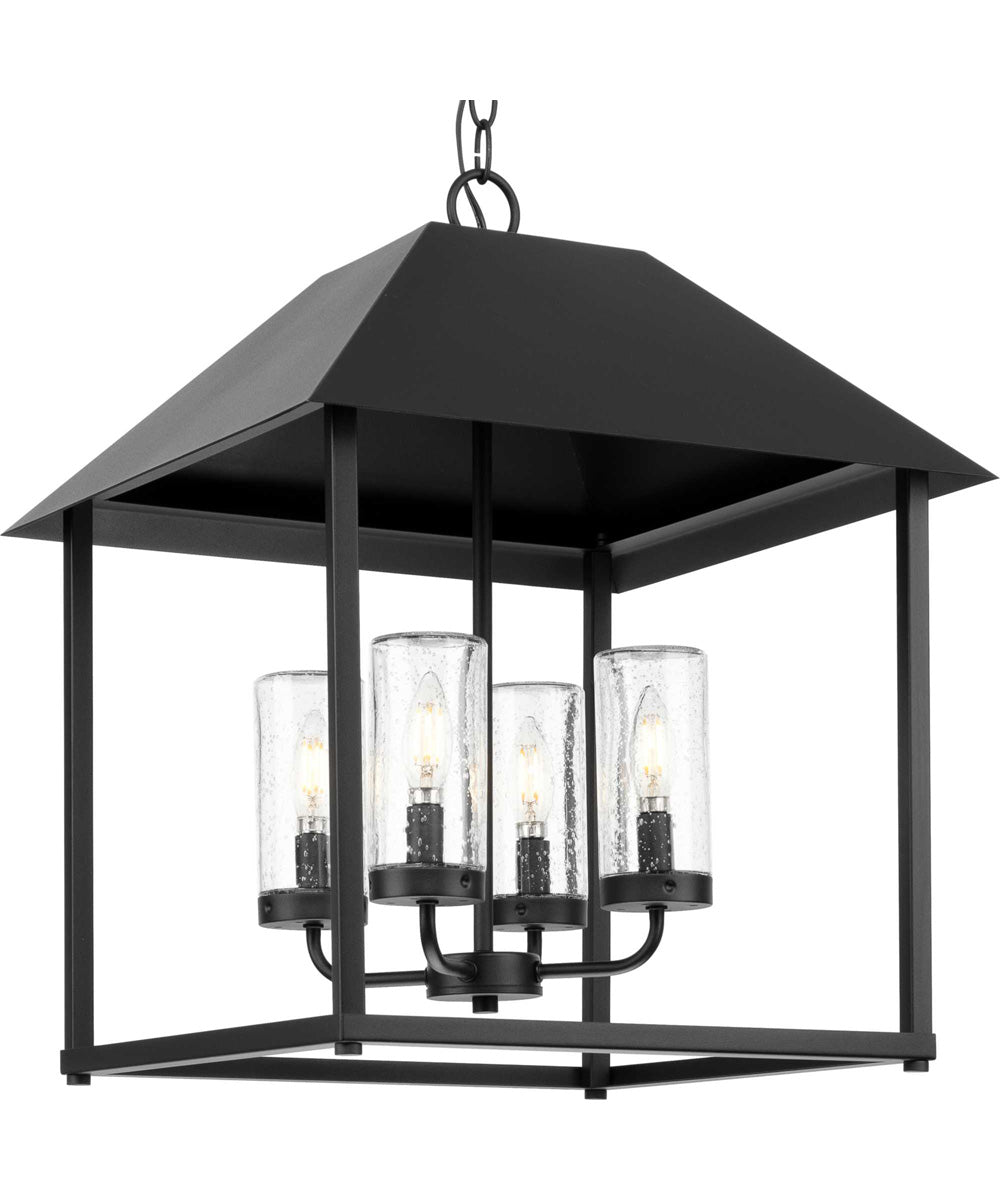 Chapel 4-Light Modern Farmhouse Outdoor Living Pendant Textured Black