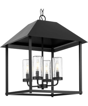 Chapel 4-Light Modern Farmhouse Outdoor Living Pendant Textured Black