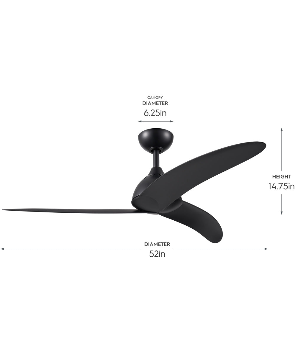 Nirra 52-in. 3-Blade Modern Ceiling Fan Matte Black