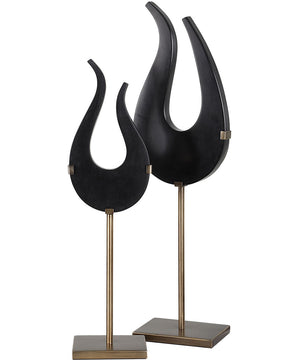 Black Flame Sculptures, Set of 2