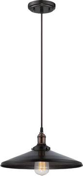 14"W Vintage 1-Light Pendant Rustic Bronze