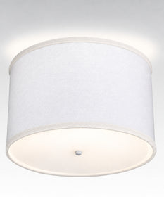 14"W Moderne Flush Mount Conversion Kit  White Fabric Drum Lampshade