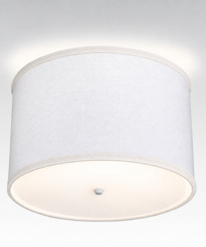 14"W Moderne Flush Mount Conversion Kit  White Fabric Drum Lampshade