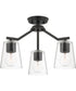 Vertex 3-Light Clear Glass Convertible Chandelier Matte Black