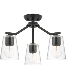 Vertex 3-Light Clear Glass Convertible Chandelier Matte Black
