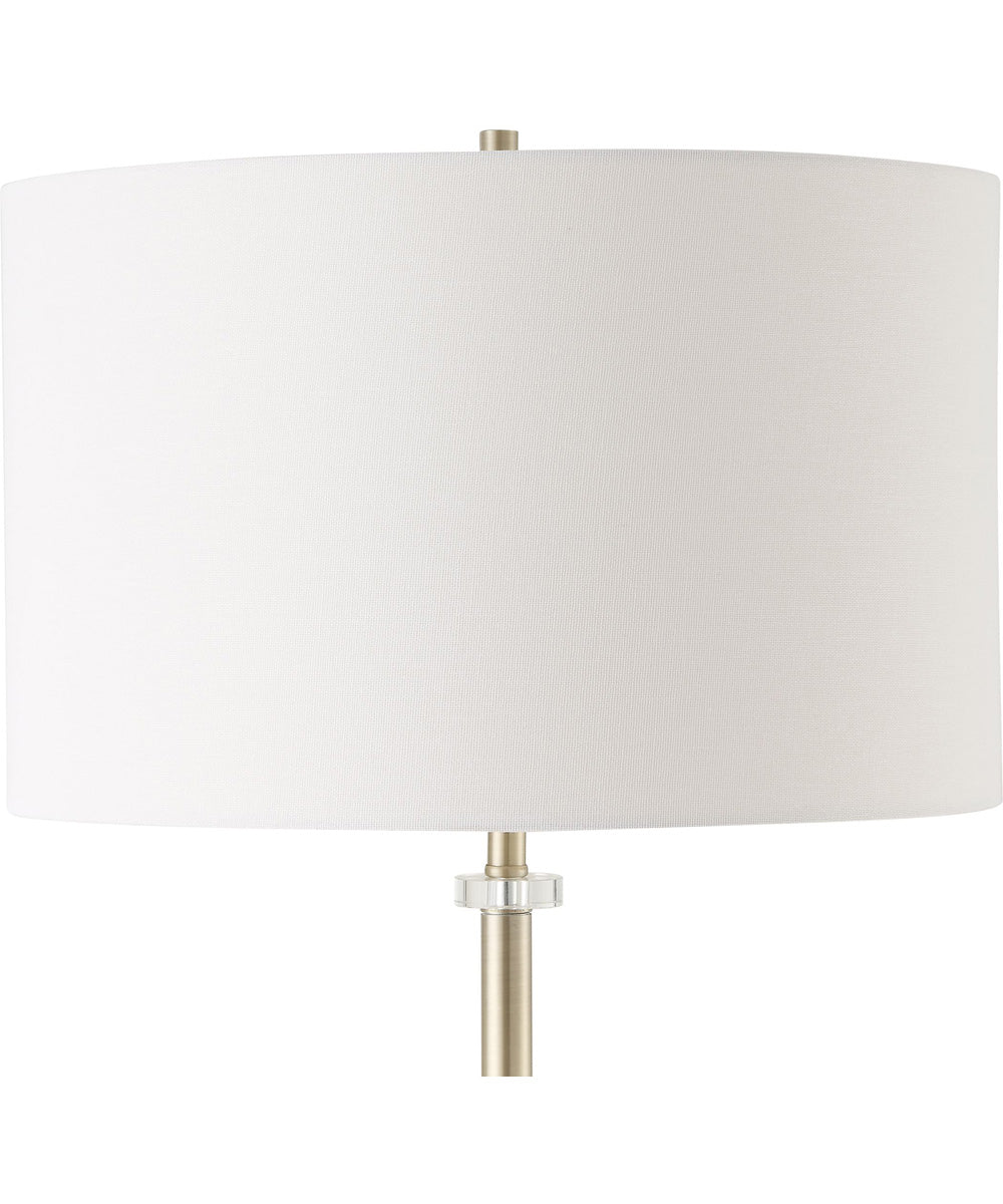 Floor Lamp in Antique Brass and Crystal with White Linen