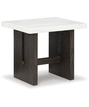 Burkhaus Rectangular End Table White/Dark Brown