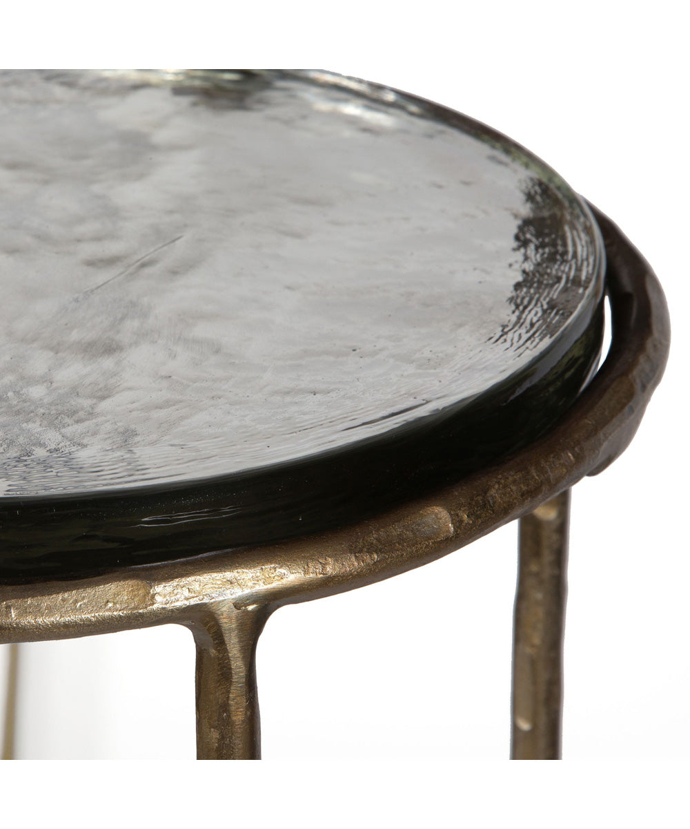 Iron Accent Table Textured with Antique Gold and Glass