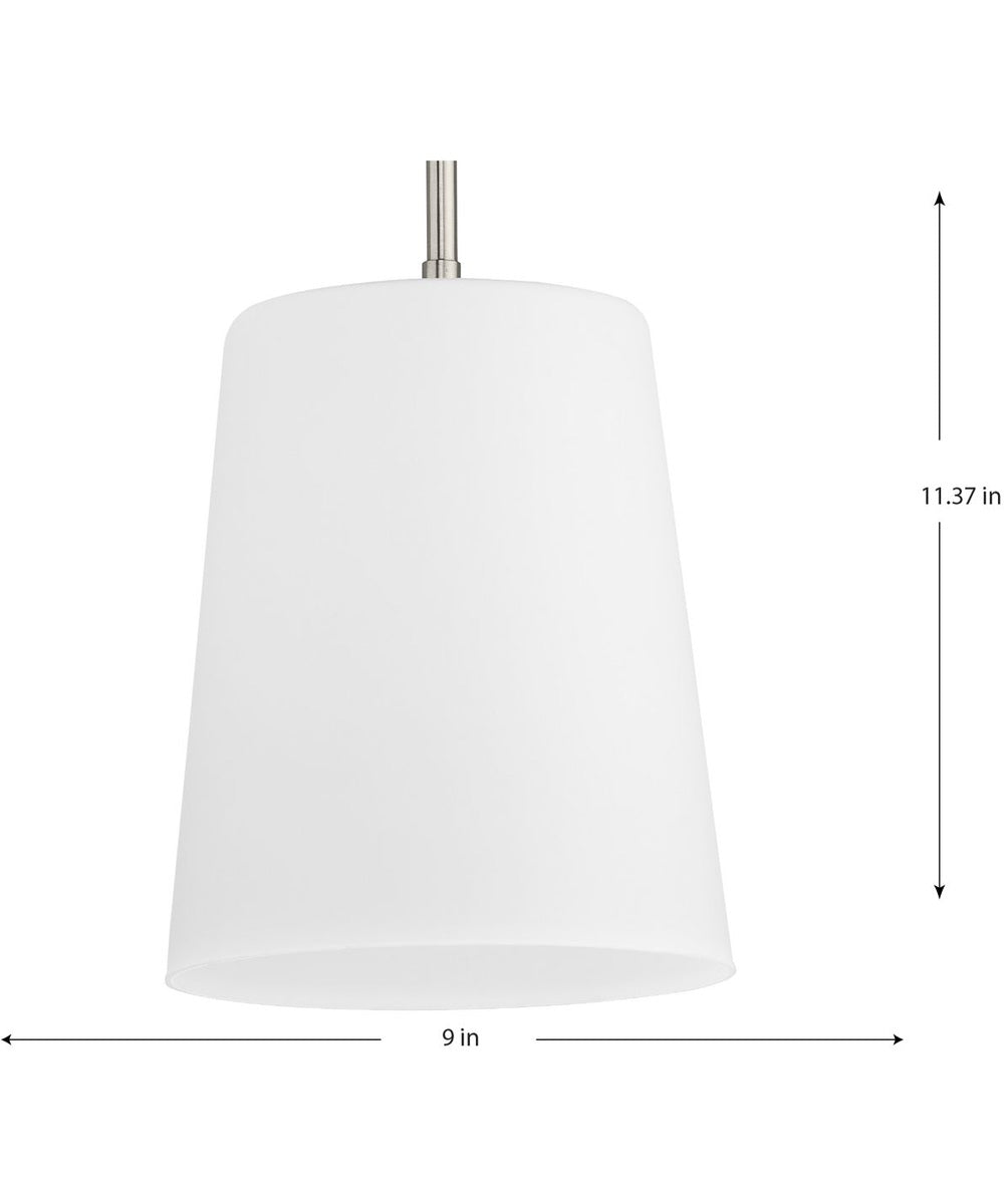 Clarion 1-Light Etched White Pendant P500429 Brushed Nickel