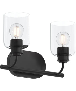 Reines 2-Light Bath Vanity with Clear Glass Shades Matte Black