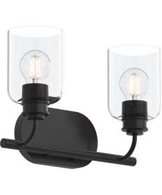 Reines 2-Light Bath Vanity with Clear Glass Shades Matte Black