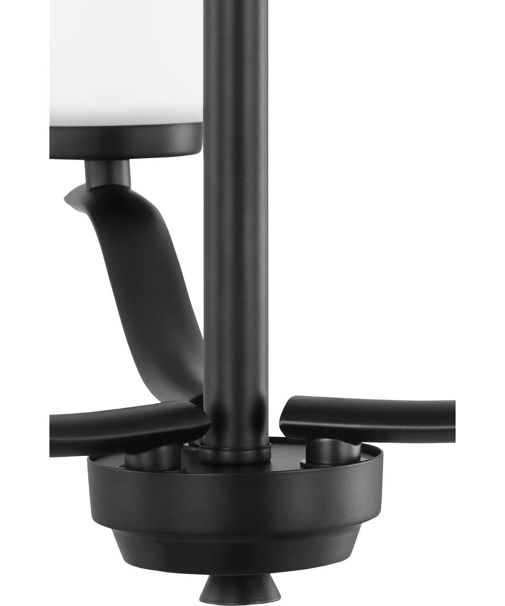 Adley 3-Light Etched White Glass Semi-Flush Convertible Light Matte Black