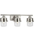 Beckner 3-Light Clear Glass Urban Industrial Bath Light Brushed Nickel