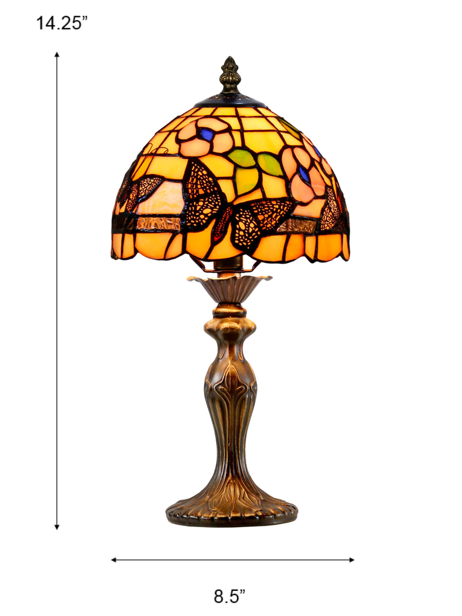 Ferndell Butterfly 14.25 Inch  Tall Handmade Tiffany Accent Lamp