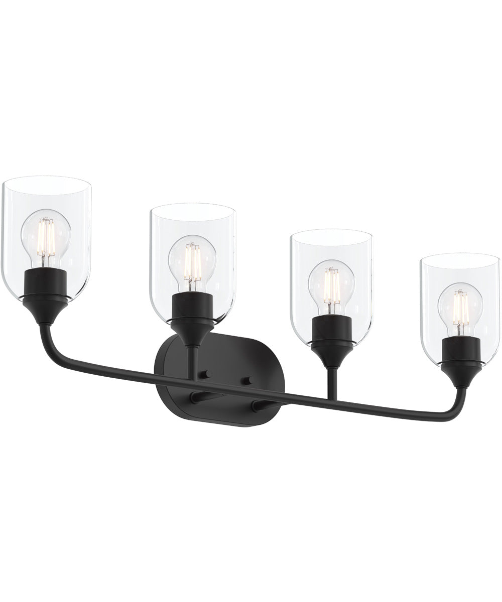 Ilia 4-Light Bath Vanity with Clear Glass Shade Matte Black