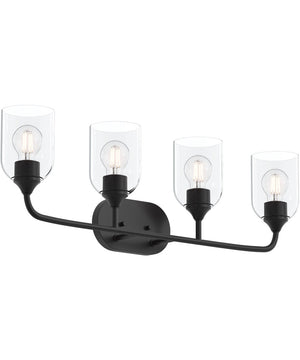 Ilia 4-Light Bath Vanity with Clear Glass Shade Matte Black