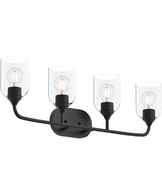 Ilia 4-Light Bath Vanity with Clear Glass Shade Matte Black