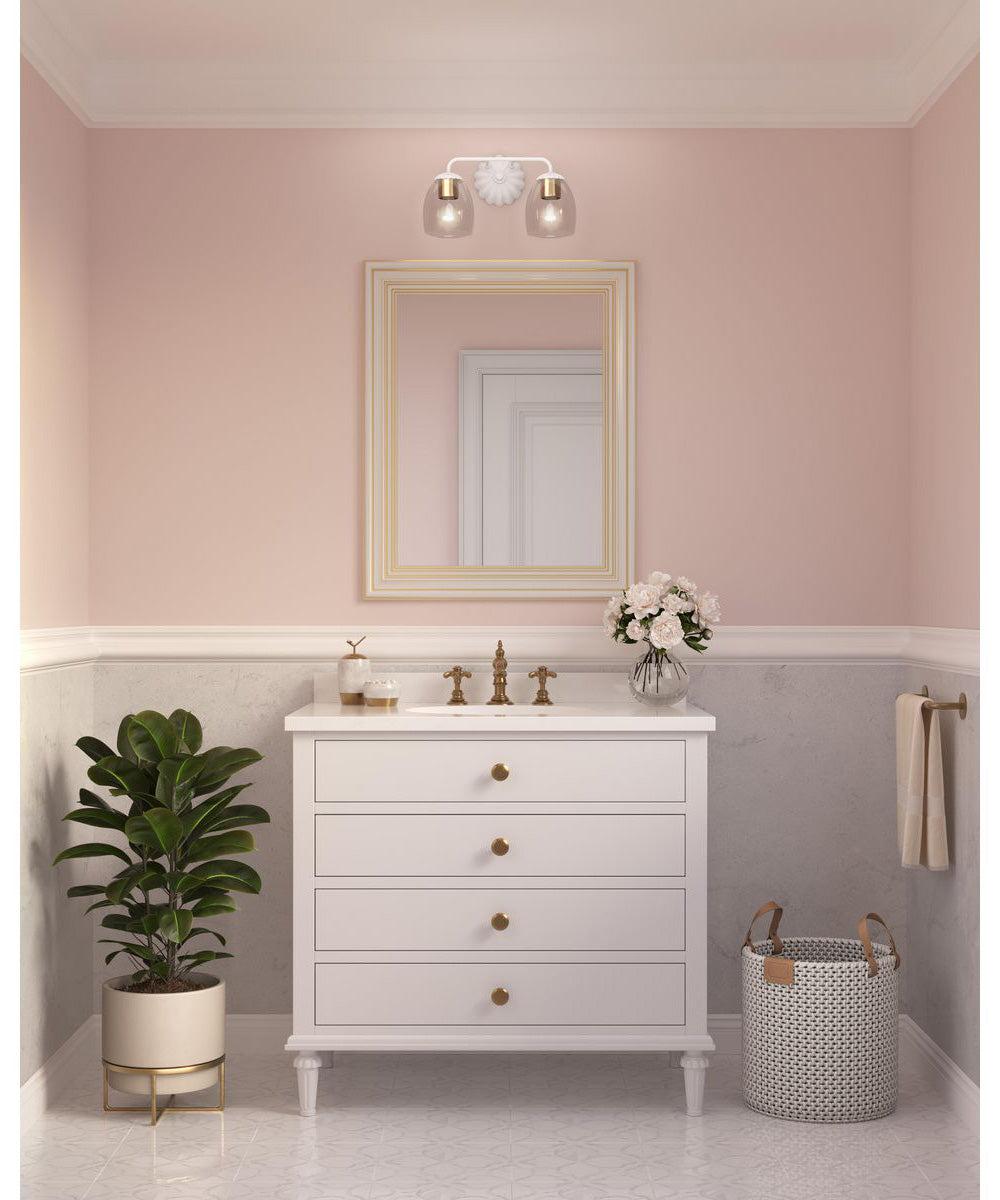 Quillan 2-Light Transitional Bath & Vanity Light White Plaster
