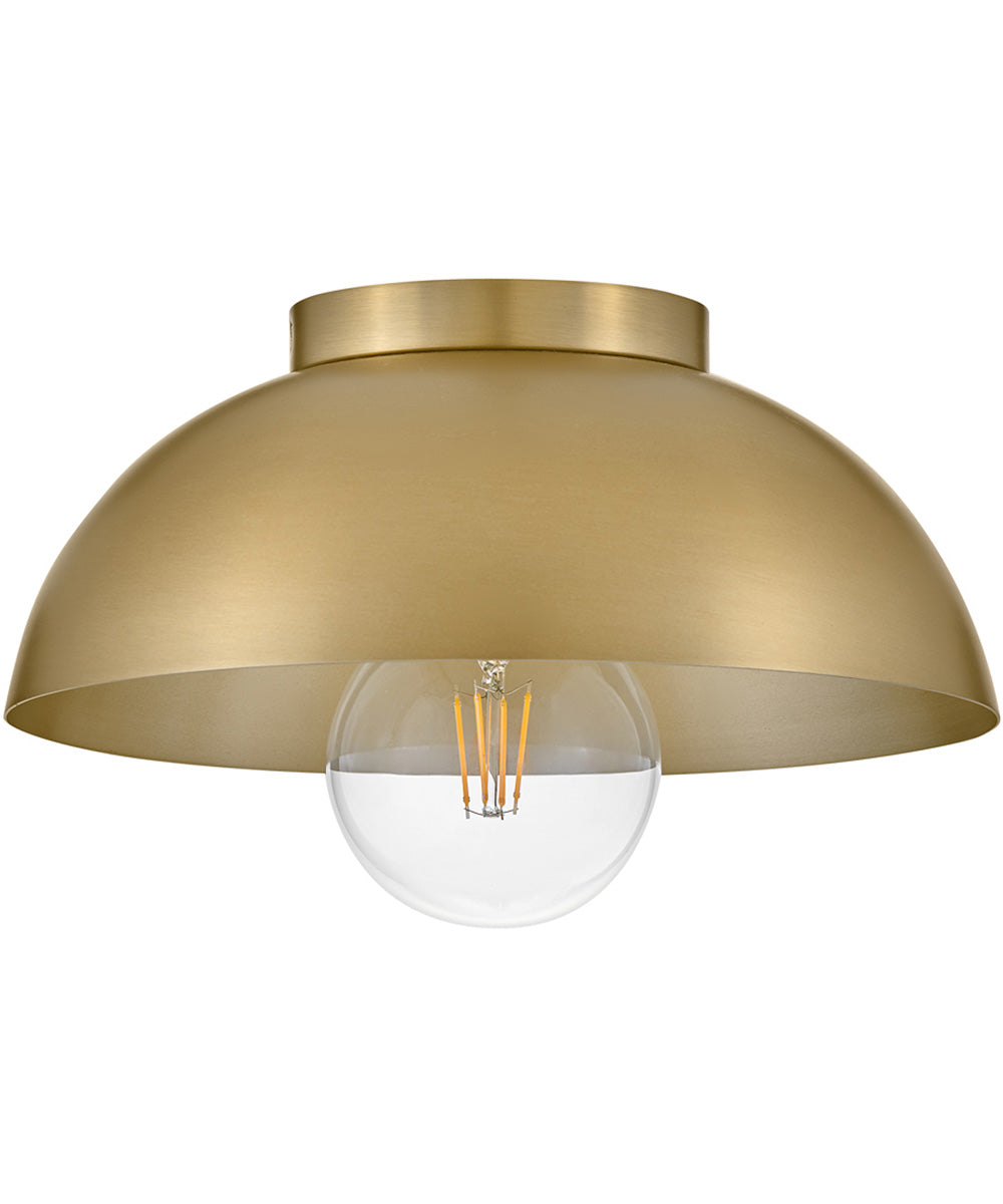 Stu 1-Light Small Flush Mount in Lacquered Brass