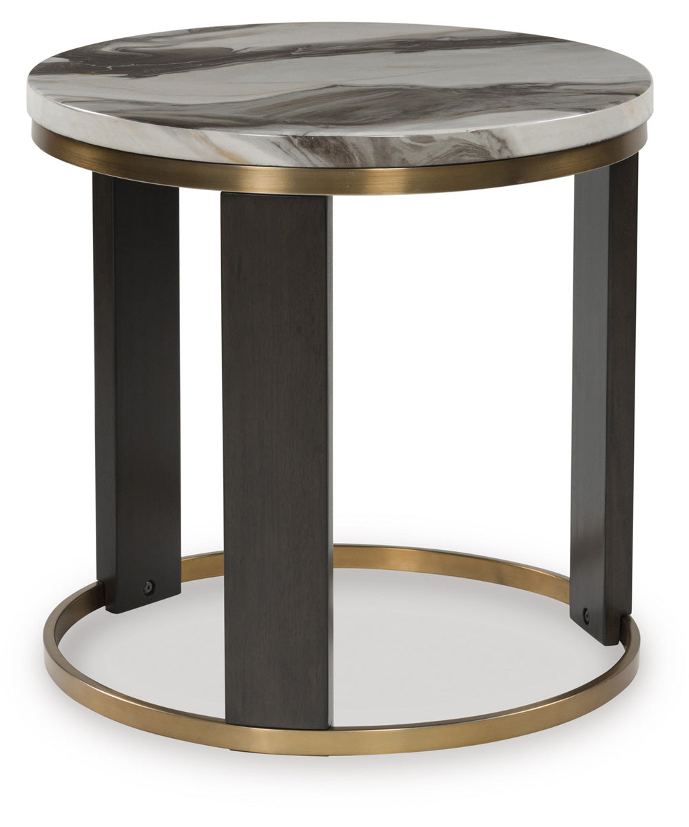 Jazmore Round End Table Brown/Brass