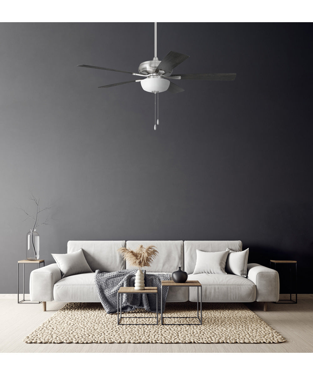 EOS 2 Light Frosted White Bowl 52" Ceiling Fan 2-Light Fan Brushed Polished Nickel