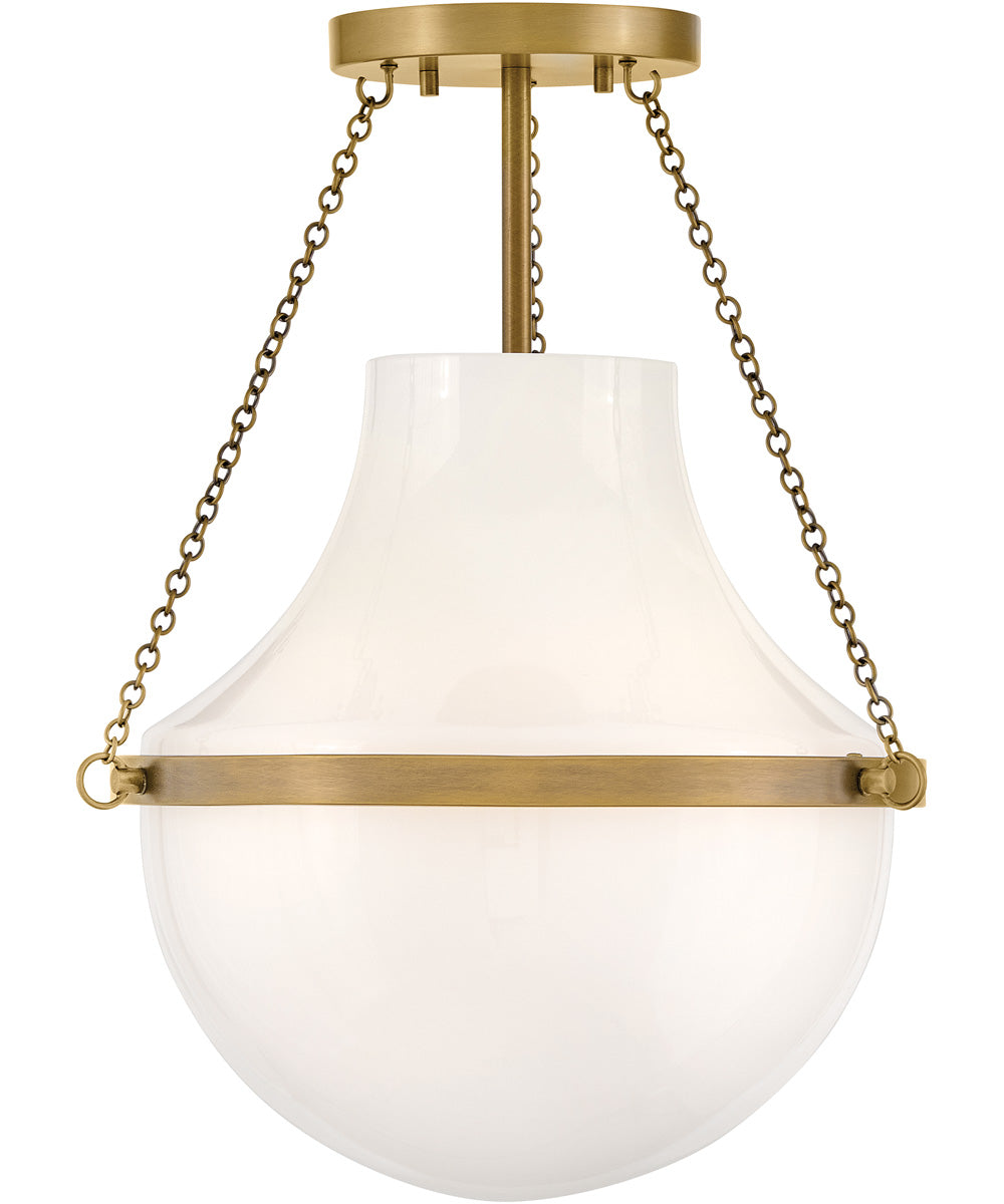 Collins 1-Light Medium Semi-Flush Mount in Heritage Brass