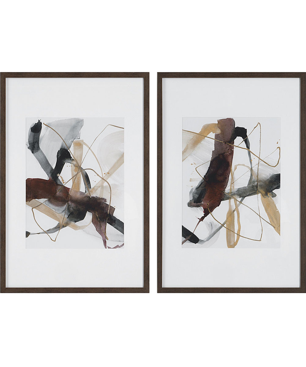 Burgundy Interjection Abstract Prints Set of 2