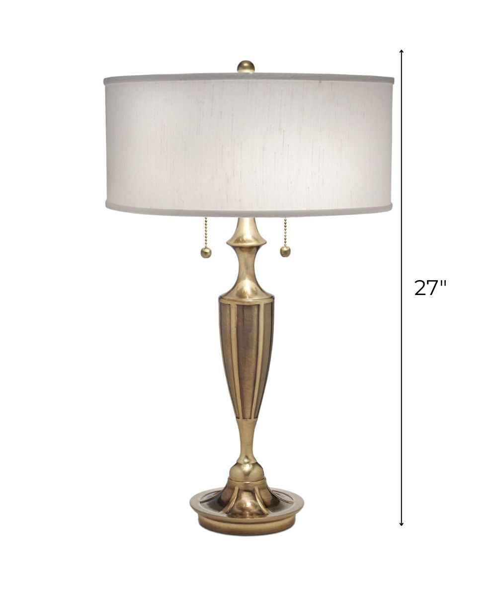27"H 2-Light Table Lamp Burnished Brass