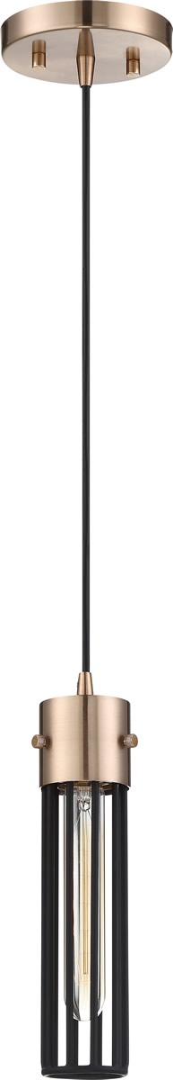 5"W Eaves 1-Light Pendant Copper Brushed Brass / Matte Black