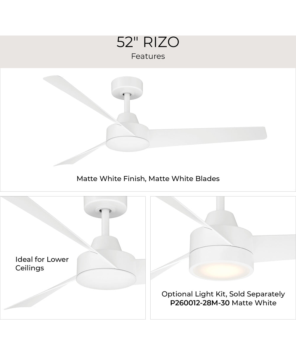 Rizo 52-in. 3-Blade Modern Ceiling Fan Matte White
