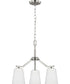 Vertex 3-Light Etched White Convertible Chandelier Brushed Nickel