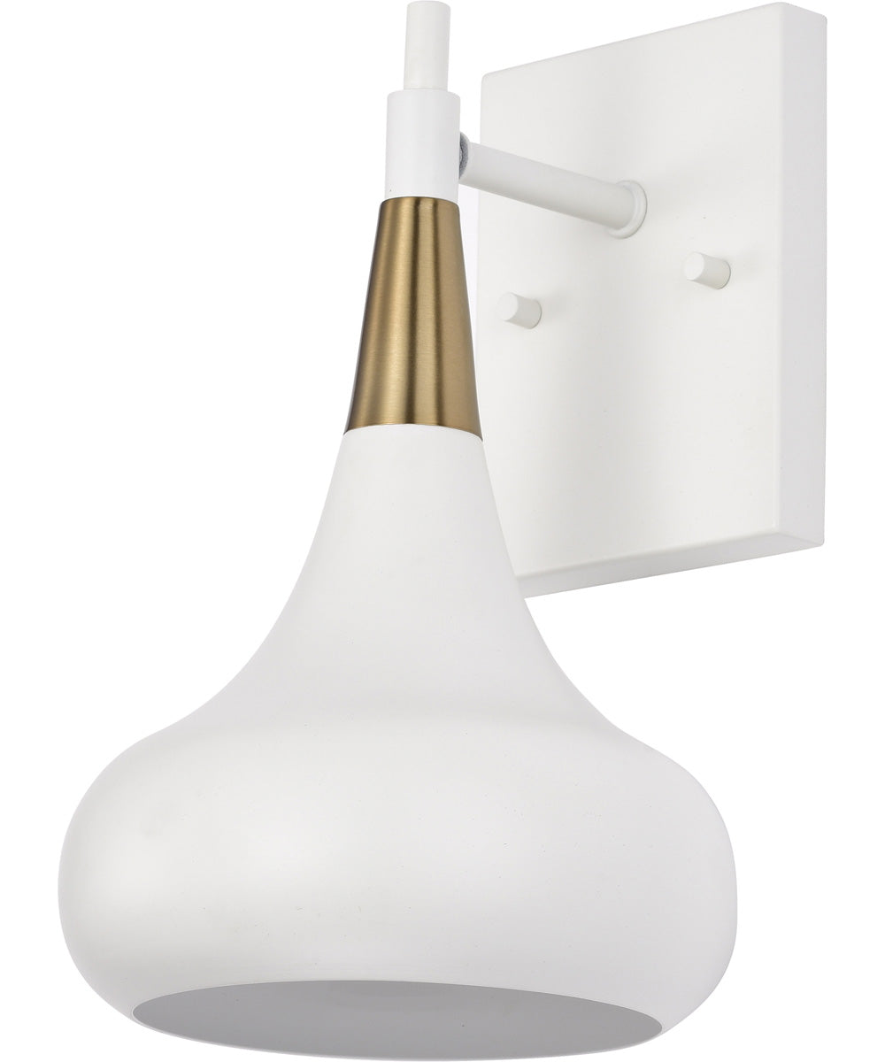 Phoenix 1-Light Vanity & Wall Matte White / Burnished Brass