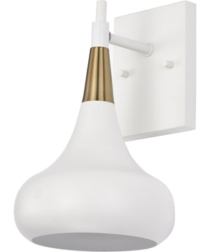 Phoenix 1-Light Vanity & Wall Matte White / Burnished Brass