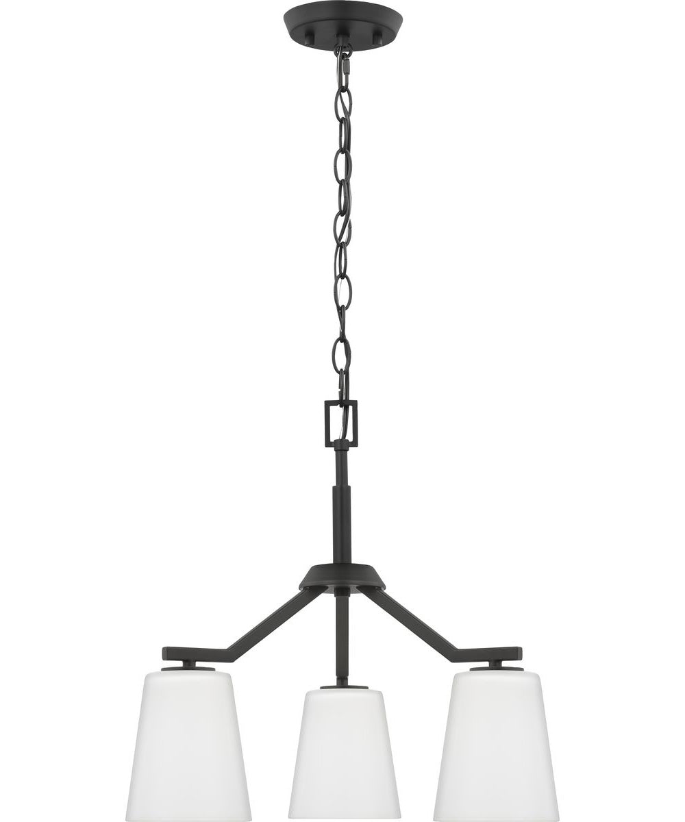 Vertex 3-Light Etched White Convertible Chandelier Matte Black