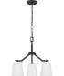 Vertex 3-Light Etched White Convertible Chandelier Matte Black