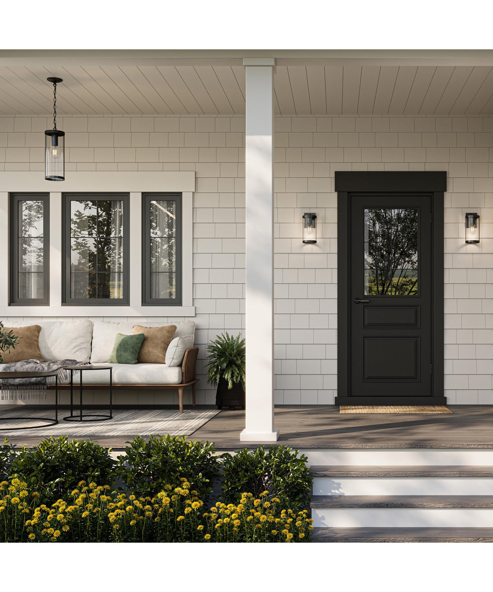 Kagen Medium Outdoor Wall Light with Clear Glass Panels Matte Black