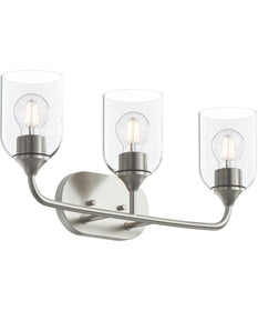 Ilia 3-Light Bath Vanity with Clear Glass Shade Brushed Nickel