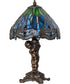12" High Tiffany Hanginghead Dragonfly Cherub Accent Lamp