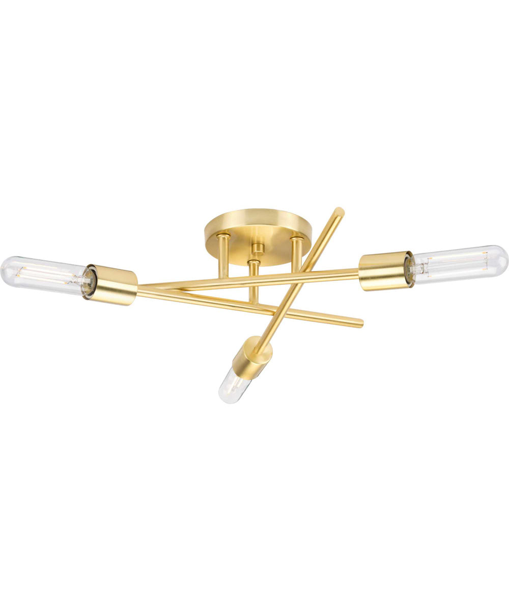 Astra 3-Light 18" Modern Semi-Flush Mount Light Satin Brass